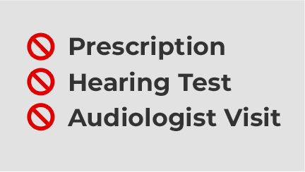 No Prescription - No Hearing Test - No Audiologist Visit